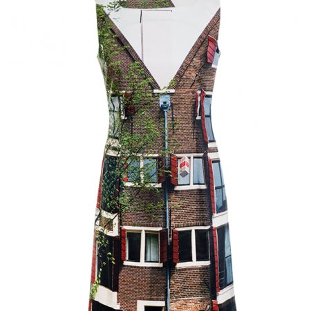 Designer Fotoprint Kleid mit Motiv Haus in Amsterdam
